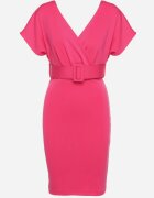 messaya Rochie fucsia cu decolteu petrecut cu curea din material împodobită cu cataramă Fienara