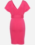 messaya Rochie fucsia cu decolteu petrecut cu curea din material împodobită cu cataramă Fienara