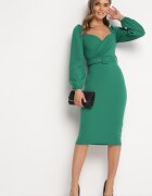 messaya Rochie Mulată Midi Verde cu Cureaua cu Cataramă Jelira