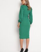 messaya Rochie Mulată Midi Verde cu Cureaua cu Cataramă Jelira