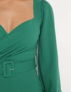 messaya Rochie Mulată Midi Verde cu Cureaua cu Cataramă Jelira