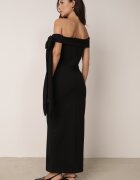 messaya Rochie Neagră de cocktail cambrată decorată cu fundă Emallle