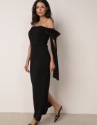 messaya Rochie Neagră de cocktail cambrată decorată cu fundă Emallle