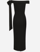 messaya Rochie Neagră de cocktail cambrată decorată cu fundă Emallle