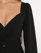 messaya Rochie Neagră Mulată Midi cu Curea cu Cataramă Jelira