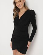 messaya Rochie neagră mulată petrecută mini cu fir metalic