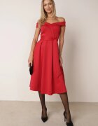 messaya Rochie roșie elegantă cu umerii goi și curea din material Xaelia