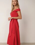 messaya Rochie roșie elegantă cu umerii goi și curea din material Xaelia