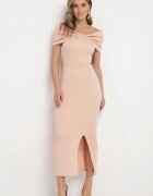 messaya Rochie Roz deschis Maxi Fără bretele cu Fundă Decorativă și Despicătură Marigore