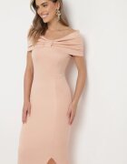 messaya Rochie Roz deschis Maxi Fără bretele cu Fundă Decorativă și Despicătură Marigore