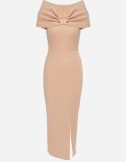 messaya Rochie Roz deschis Maxi Fără bretele cu Fundă Decorativă și Despicătură Marigore