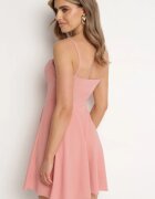 messaya Rochie roz închis evazată tip corset cu bretele cu cupe întărite Brindia