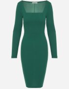 messaya Rochie Verde Ajustată Midi cu Decupaj Calense