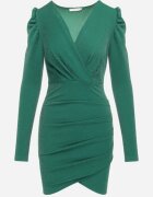 messaya Rochie Verde Cambrată Tip plic Mini cu Fir Metalic Noires