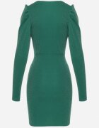 messaya Rochie Verde Cambrată Tip plic Mini cu Fir Metalic Noires