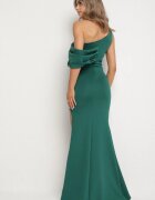 messaya Rochie Verde de Cocktail cu top asimetric și drapaj decorativ Flamelia