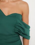 messaya Rochie Verde de Cocktail cu top asimetric și drapaj decorativ Flamelia