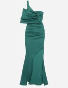 messaya Rochie Verde de Cocktail cu top asimetric și drapaj decorativ Flamelia