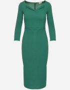 messaya Rochie Verde Decorată cu Decolteu Asimetric Silfedi