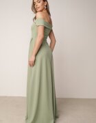 messaya Rochie verde deschis de cocktail cloș cu decolteu spaniol și crăpătură pe picior Gralia
