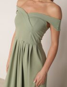 messaya Rochie verde deschis de cocktail cloș cu decolteu spaniol și crăpătură pe picior Gralia