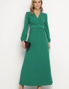 messaya Rochie Verde Evazată Decorată Cu Centură În Talie Felirith
