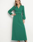 messaya Rochie Verde Evazată Decorată Cu Centură În Talie Felirith