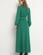 messaya Rochie Verde Evazată Decorată Cu Centură În Talie Felirith