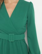 messaya Rochie Verde Evazată Decorată Cu Centură În Talie Felirith