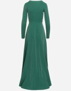 messaya Rochie Verde închis Evazată cu Decolteu în V și Șliț Decorată cu Fir Metalic Emilandra