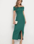 messaya Rochie Verde Maxi Fără bretele cu fundă decorativă și fante Marigore
