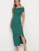 messaya Rochie Verde Maxi Fără bretele cu fundă decorativă și fante Marigore