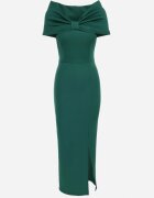 messaya Rochie Verde Maxi Fără bretele cu fundă decorativă și fante Marigore