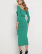 messaya Rochie Verde Mulată Midi cu Umerii goi și Decolteu petrecut Brisanna