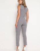 messaya Salopetă Gri Tip Plic Bodycon fără Mâneci cu Lanț Decorativ Yaelia