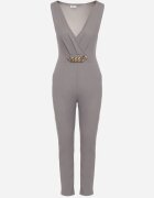 messaya Salopetă Gri Tip Plic Bodycon fără Mâneci cu Lanț Decorativ Yaelia