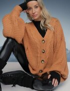 metrofive Cardigan Bej închis cu nasturi cu viscoză și împletitură decorativă Fizira