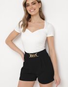 metro five Pantaloni scurți Negri Eleganți Bermuda cu Lanț Timasue