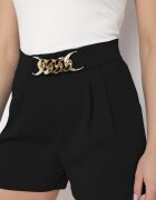 metro five Pantaloni scurți Negri Eleganți Bermuda cu Lanț Timasue