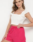 metro five Pantaloni scurți roz din bumbac cu model ajurat Sefilla