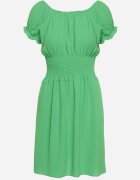 metro five Rochie Evazată Verde Tip Spaniol cu Elastic în Talie Tiadella
