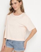 metrofive T-shirt Bej din bumbac decorat cu cristale Fadelis