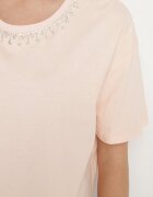 metrofive T-shirt Bej din bumbac decorat cu cristale Fadelis