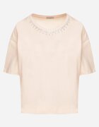 metrofive T-shirt Bej din bumbac decorat cu cristale Fadelis