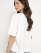 metrofive Tricou Alb din bumbac Decorat cu zirconii Fadelis