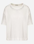 metrofive Tricou Alb din bumbac Decorat cu zirconii Fadelis