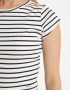 metrofive Tricou Alb-Negru Din bumbac Reiat cu croială scurtă Quedara