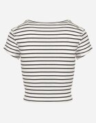 metrofive Tricou Alb-Negru Din bumbac Reiat cu croială scurtă Quedara