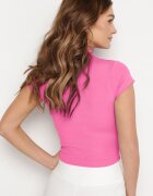 metrofive Tricou fuchsia cu croi scurt și mulat cu text Ebira