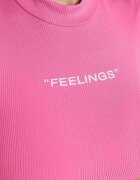 metrofive Tricou fuchsia cu croi scurt și mulat cu text Ebira